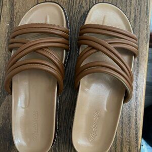 NWT Madewell Multi-Strap Lugsole Leather Slides - Size 8